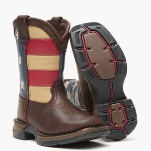 NWT Durango Kids 8" Brown Ametican Cow Boy Western Boots Size 4M